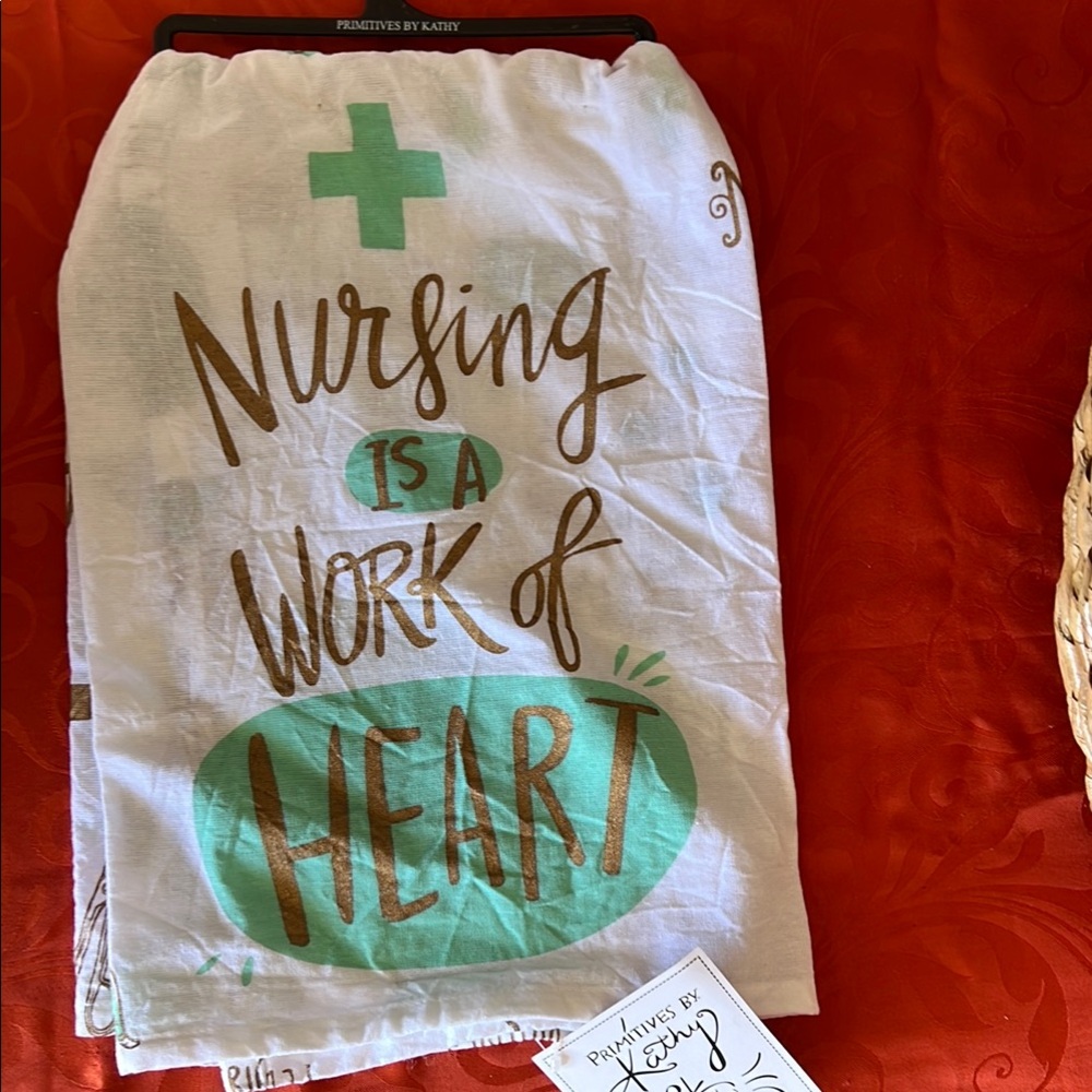 Nurses  Tea Towel Primitives by Kathy White and Green